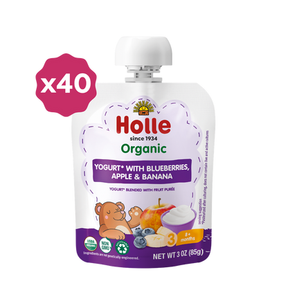 Holle Organic Yogurt Pouches - Blueberries, Apple & Banana