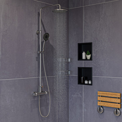 ALFI brand ABNP1212 12" x 12" Stainless Steel Square Single Shelf Shower Niche