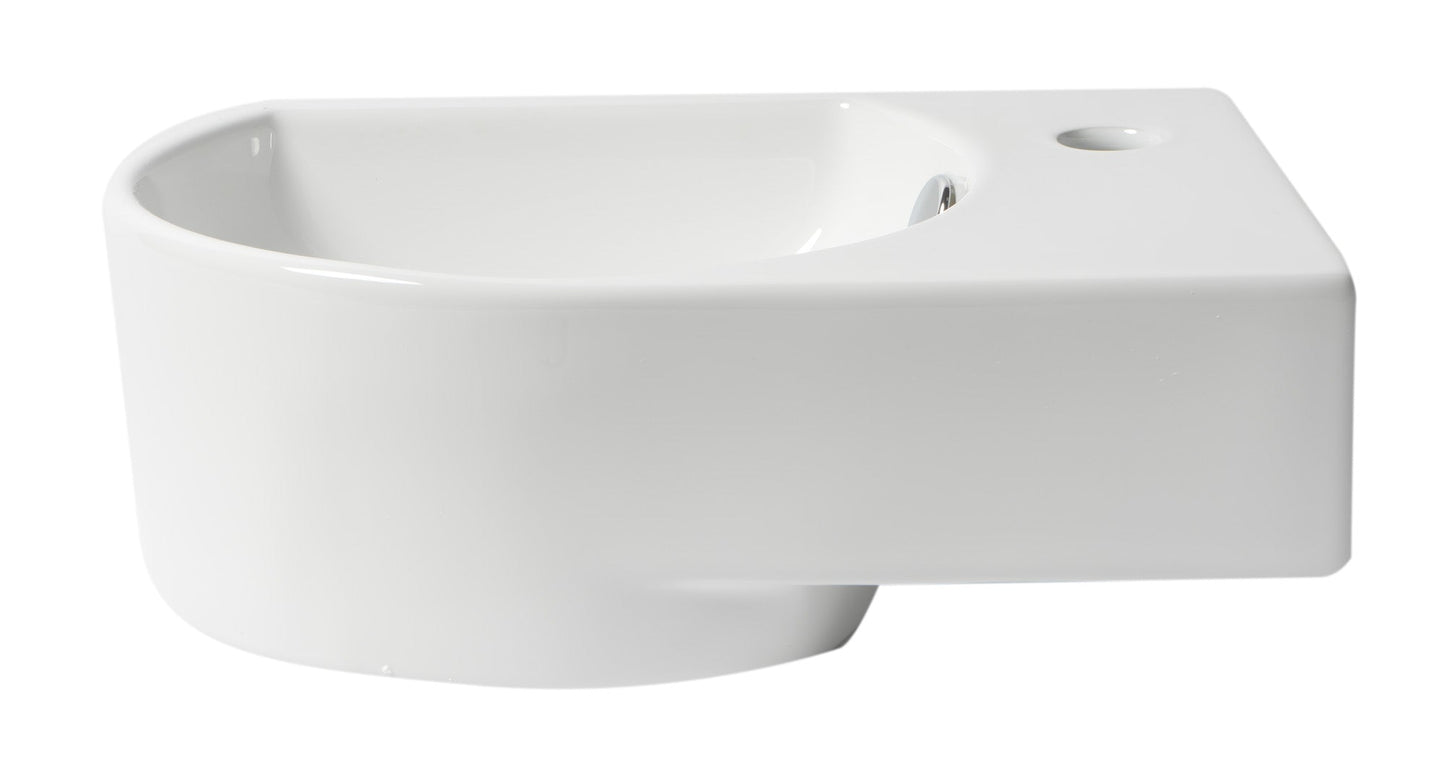 ALFI brand  ABC119 White 16" Small Wall Mounted Ceramic Sink with Faucet Hole