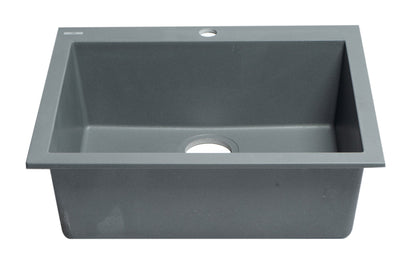 ALFI brand AB2420DI 24" Drop-In Single Bowl Granite Composite Kitchen Sink