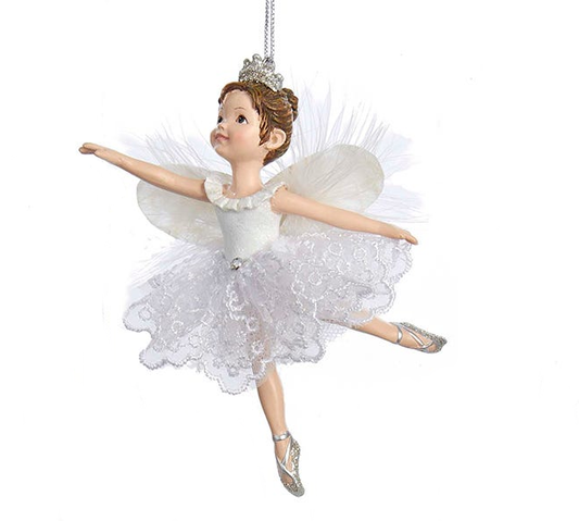 White and Silver Little Ballerina Ornament -