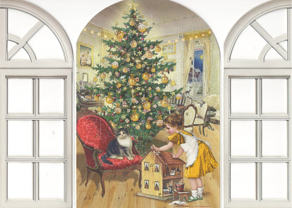 Advent Greeting Card – Vintage Christmas Door Scene