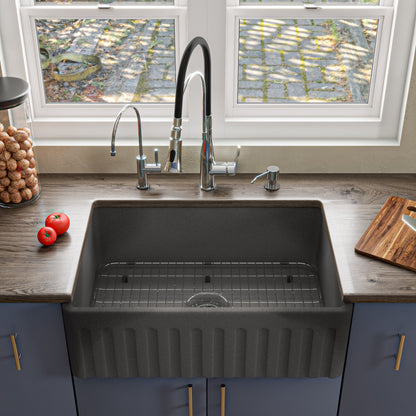 ALFI brand  ABCO3020SB Concrete Color 30 inch Reversible Single Fireclay Farmhouse Kitchen Sink