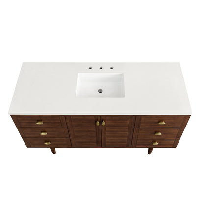 Amberly 60" Single Vanity Cabinet, Mid-Century Walnut