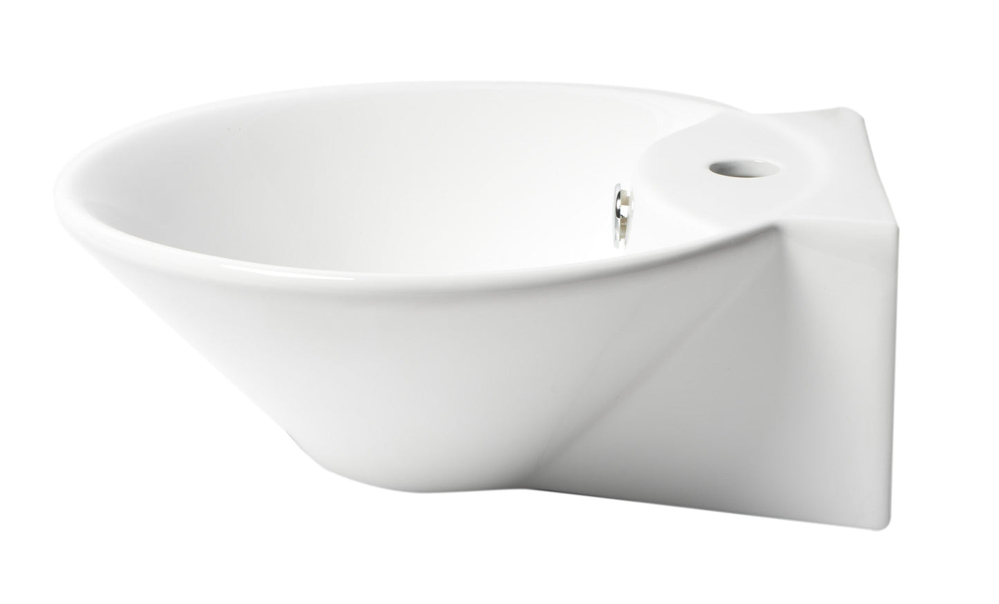 ALFI brand  ABC113 White 17" Round Wall Mounted Ceramic Sink with Faucet Hole