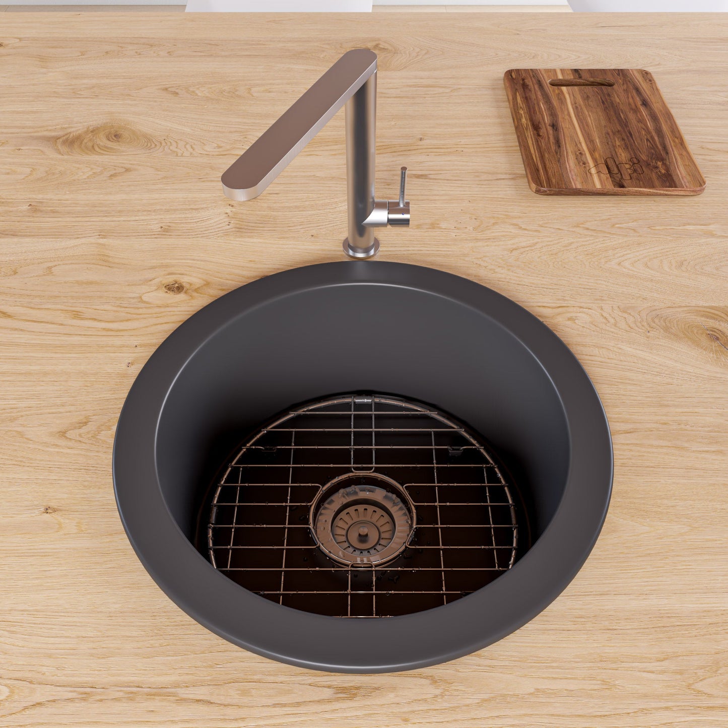 ALFI brand ABF1818R Round 18" x 18" Undermount / Drop In Fireclay Prep Sink