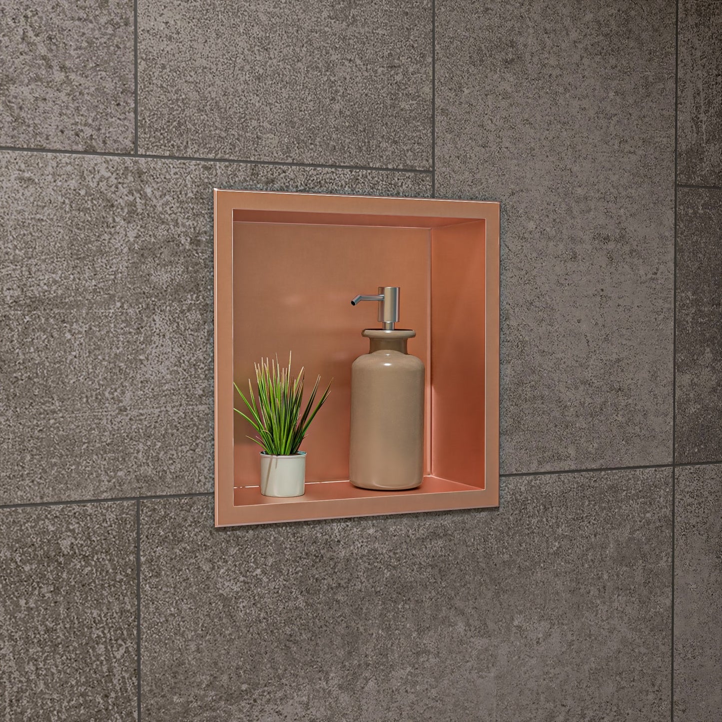 ALFI brand ABNP1212 12" x 12" Stainless Steel Square Single Shelf Shower Niche