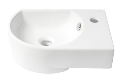 ALFI brand  ABC119 White 16" Small Wall Mounted Ceramic Sink with Faucet Hole