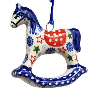 Rocking Horse Ornament - Festive Stars Pattern