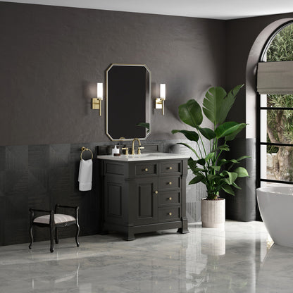 James Martin 547-V36 Brookfield 36” Single Vanity – Black Onyx / Honey Oak / Pearl Charcoal