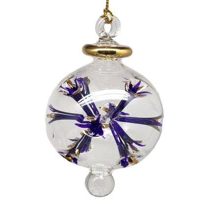 Blown Glass Pierced Starburst Ornament - Purple