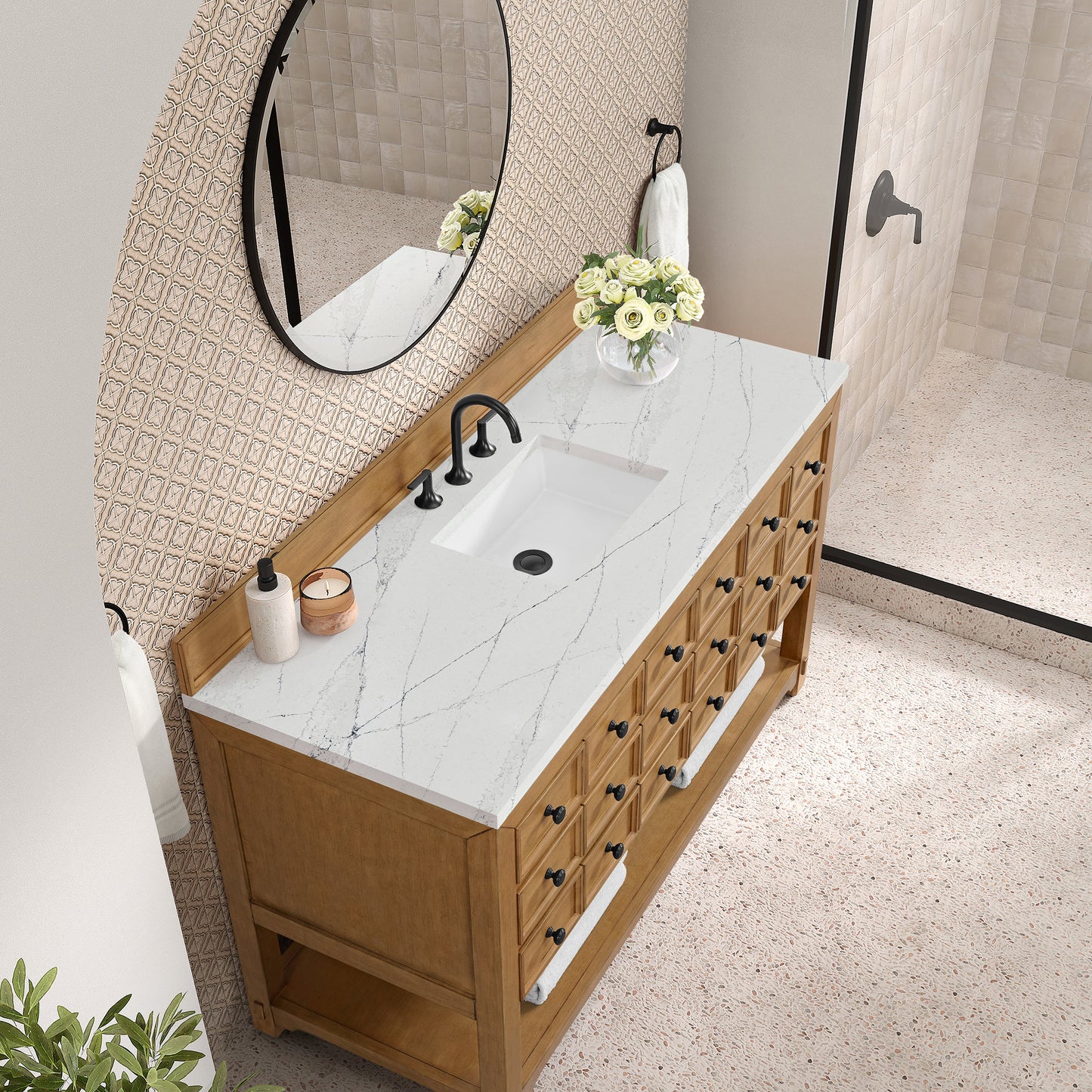 Malibu 60" Single Vanity Cabinet, Amber Birch