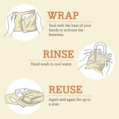 Meadow Magic Plant Based Bee's Wrap Food Wrap - Assorted Wrap 3 Pack