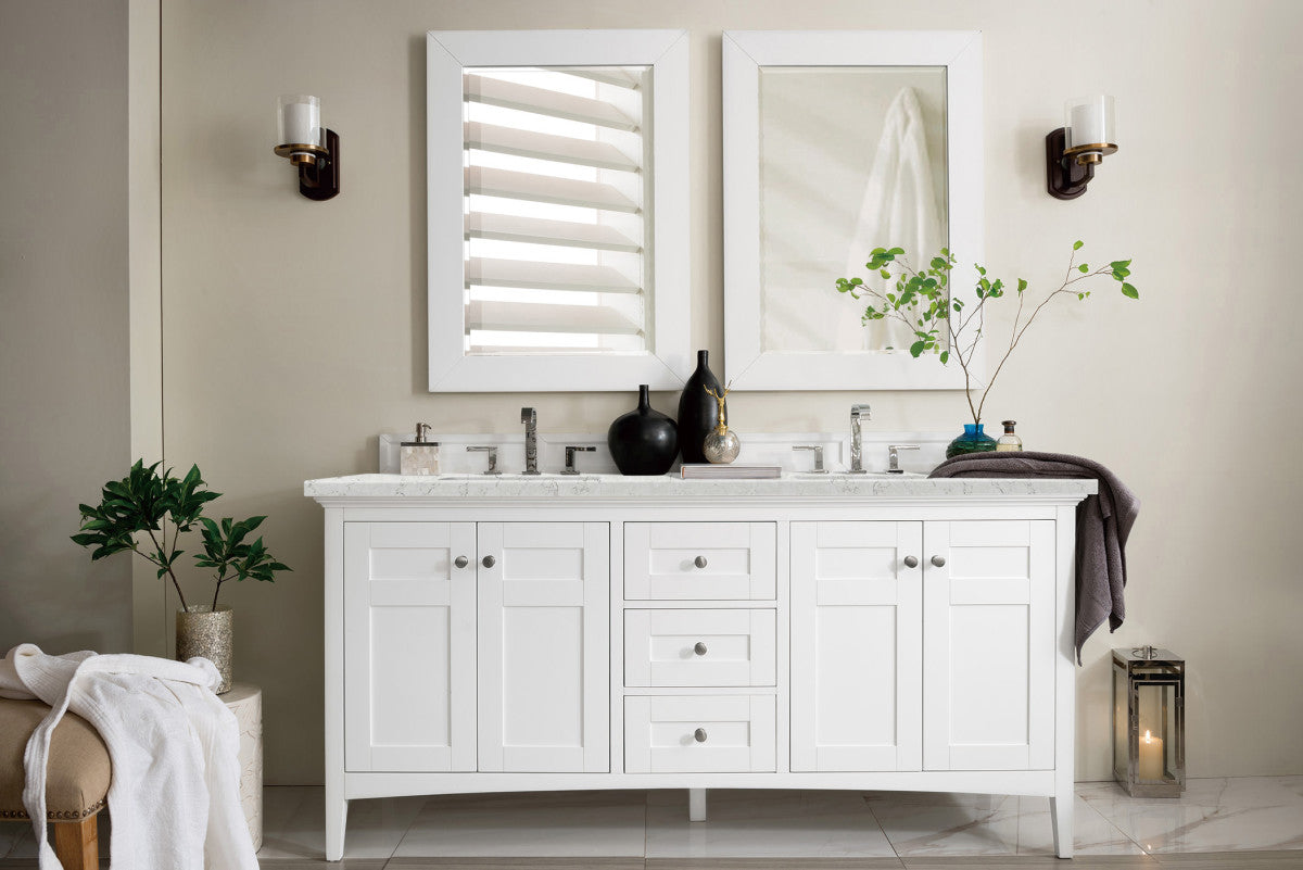 Palisades 72" Double Vanity Cabinet, Bright White