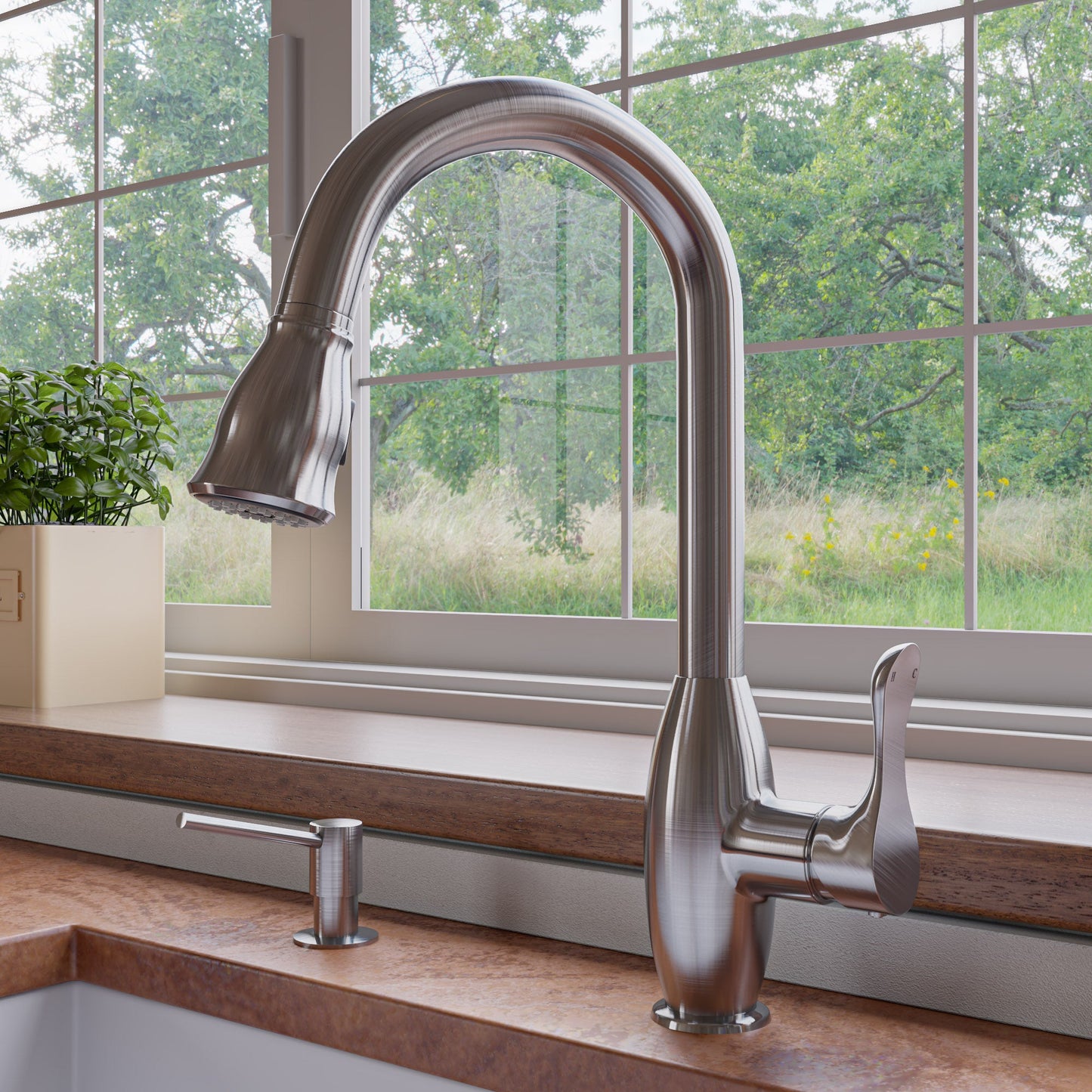 ALFI brand ABKF3783 Gooseneck Pull Down Kitchen Faucet