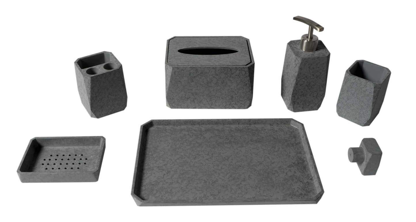 ALFI brand  ABCO1023 7 Piece Solid Concrete Gray Matte Bathroom Accessory Set