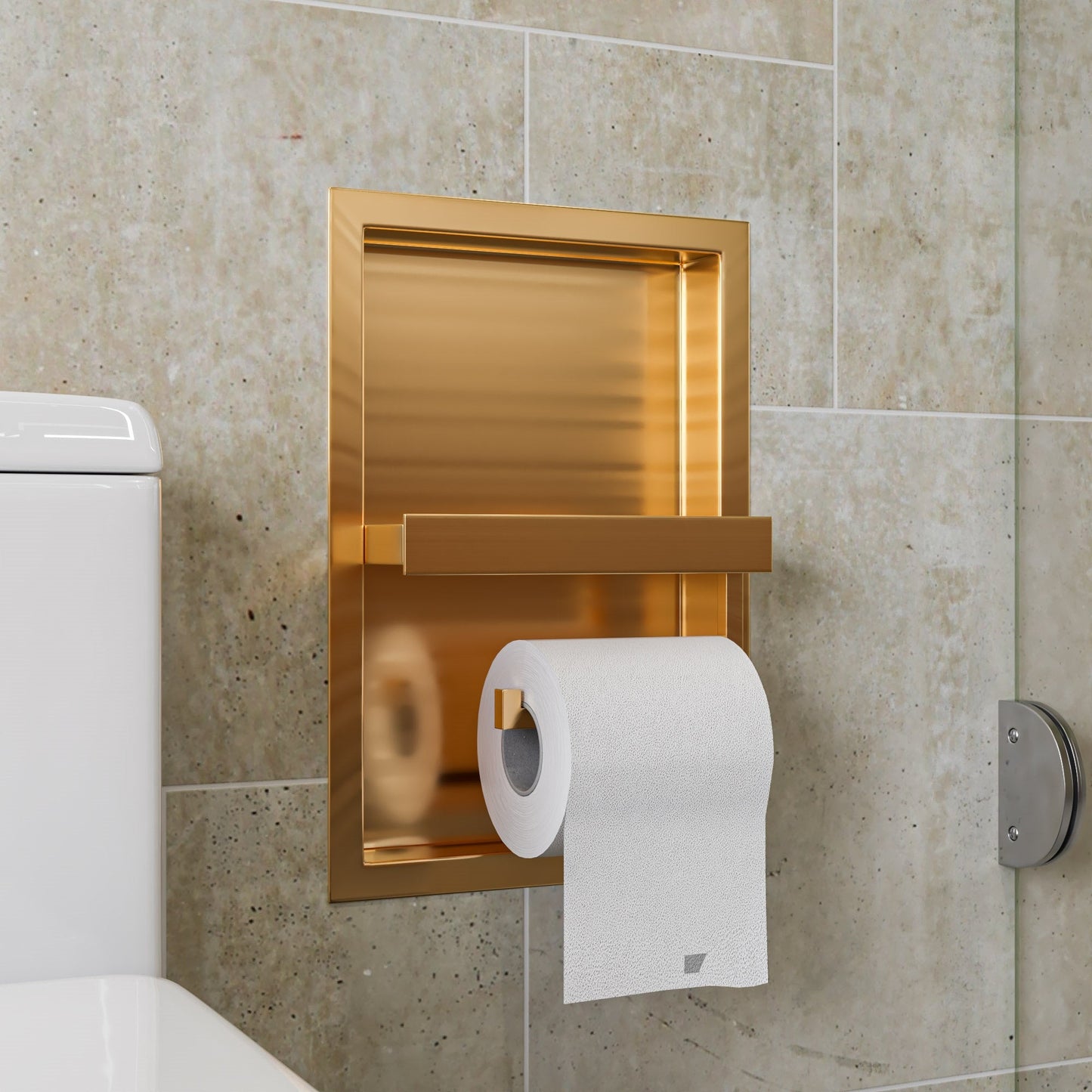 AlFI brand ABTPNP88 Stainless Steel Recessed Toilet Paper Holder Niche