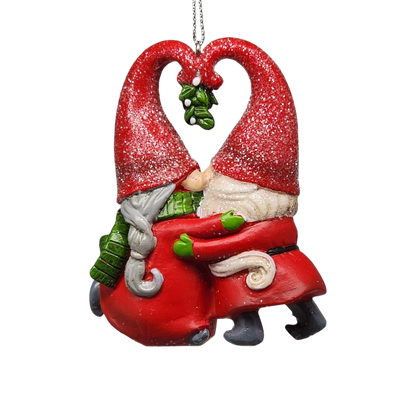 Gnomes under the Mistletoe Ornament