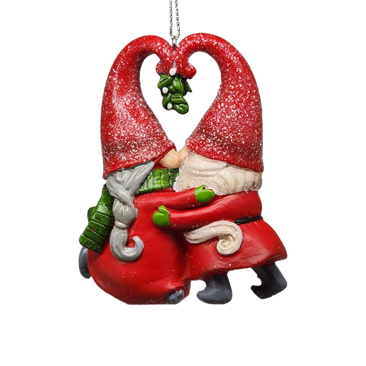 Gnomes under the Mistletoe Ornament