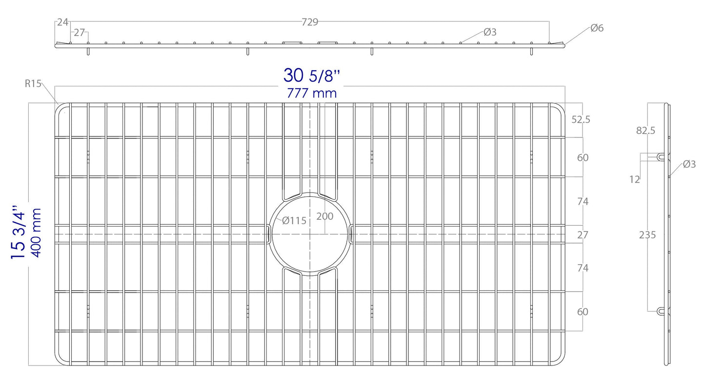 ALFI brand  ABGR33S Solid Stainless Steel Kitchen Sink Grid for ABF3318S Sink
