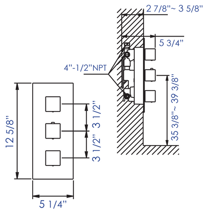 ALFI brand AB2701 Square 2 Way Thermostatic Shower Mixer
