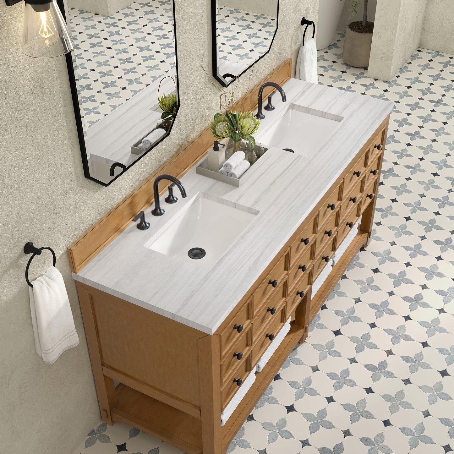 Malibu 72" Double Vanity Cabinet, Amber Birch