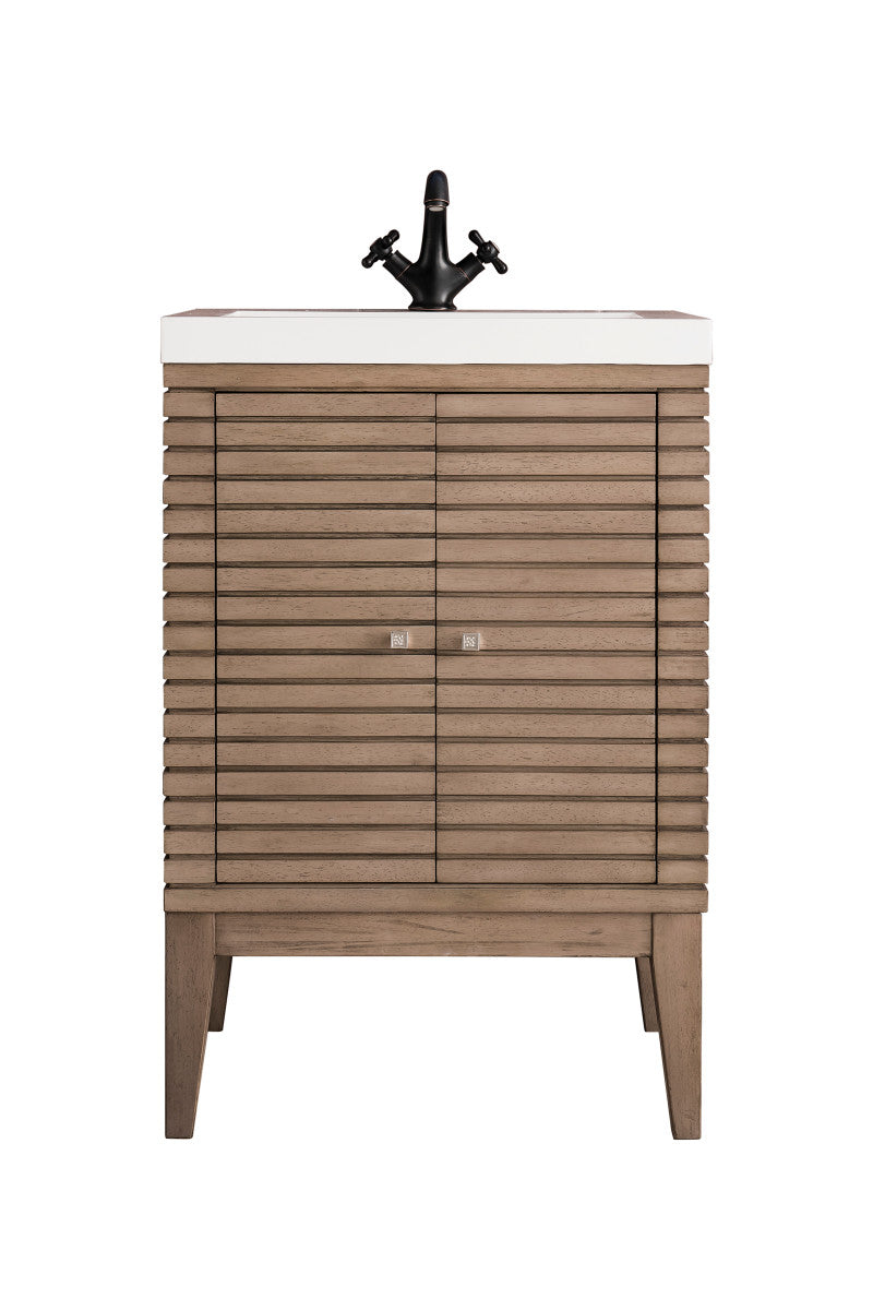 Linden 24" Single Vanity with White Glossy Composite Stone Top