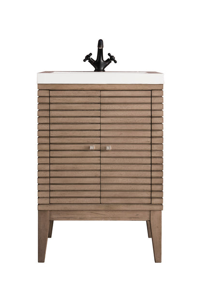 Linden 24" Single Vanity with White Glossy Composite Stone Top