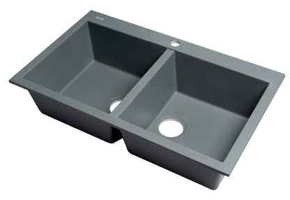 ALFI brand AB3420DI 34" Drop-In Double Bowl Granite Composite Kitchen Sink
