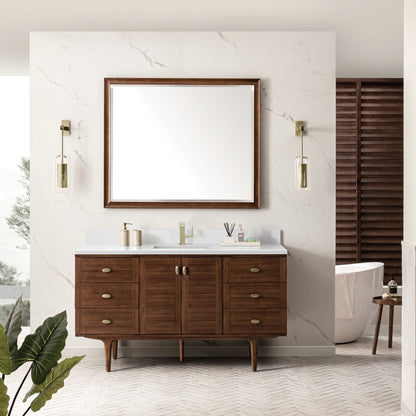 Amberly 60" Single Vanity Cabinet, Mid-Century Walnut
