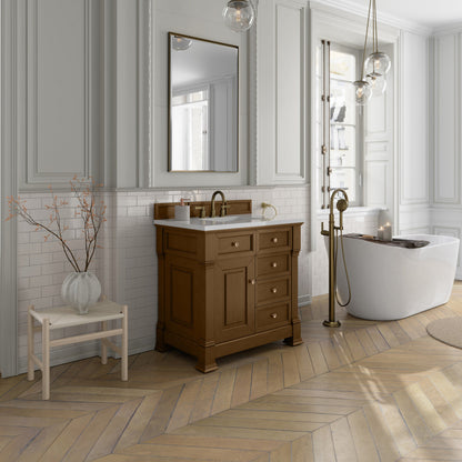 James Martin 547-V36 Brookfield 36” Single Vanity – Black Onyx / Honey Oak / Pearl Charcoal