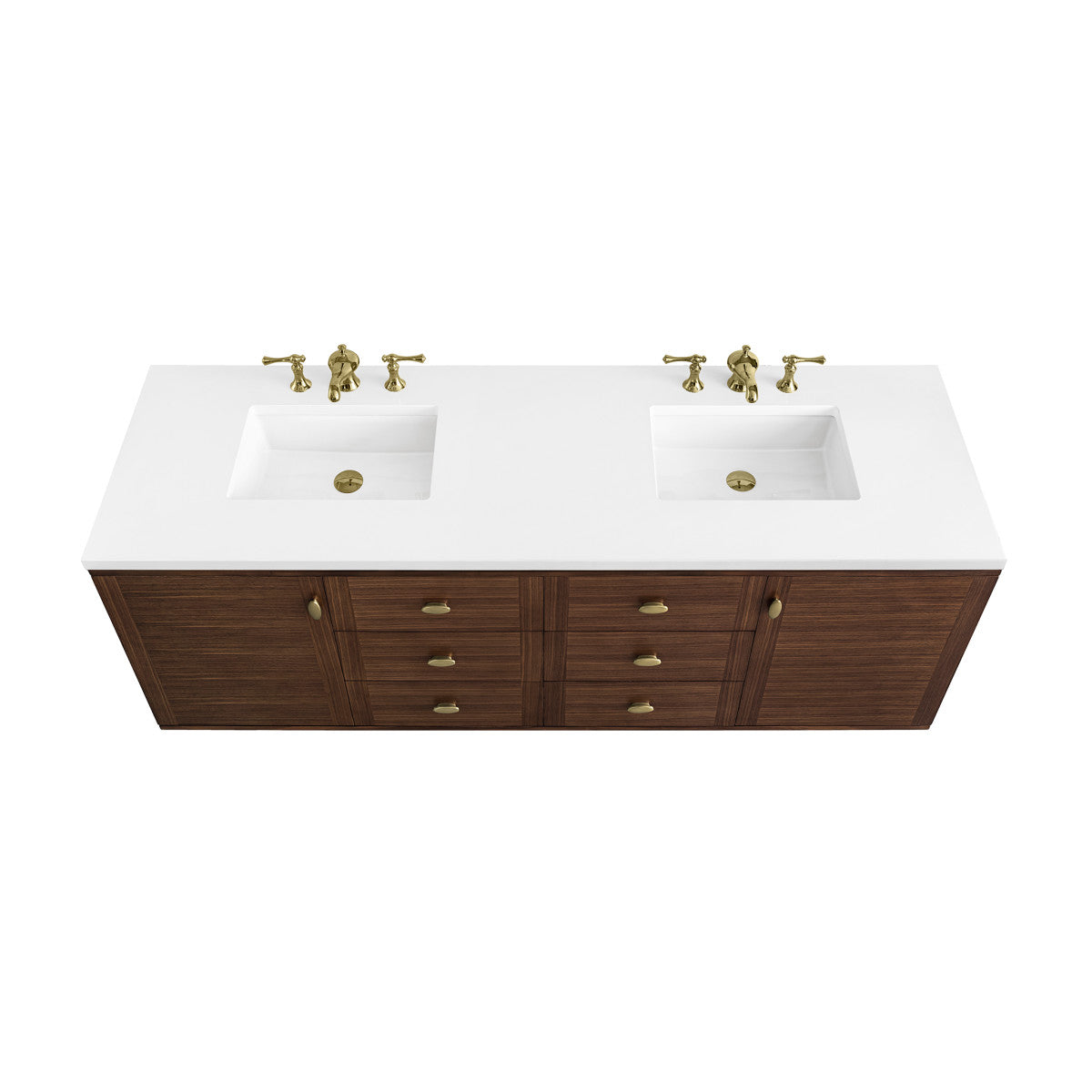 Amberly 72" Double Vanity Cabinet, Mid-Century Walnut