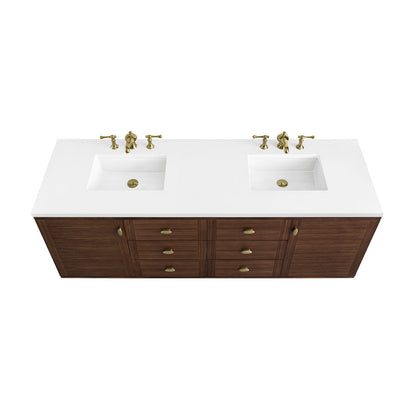Amberly 72" Double Vanity Cabinet, Mid-Century Walnut