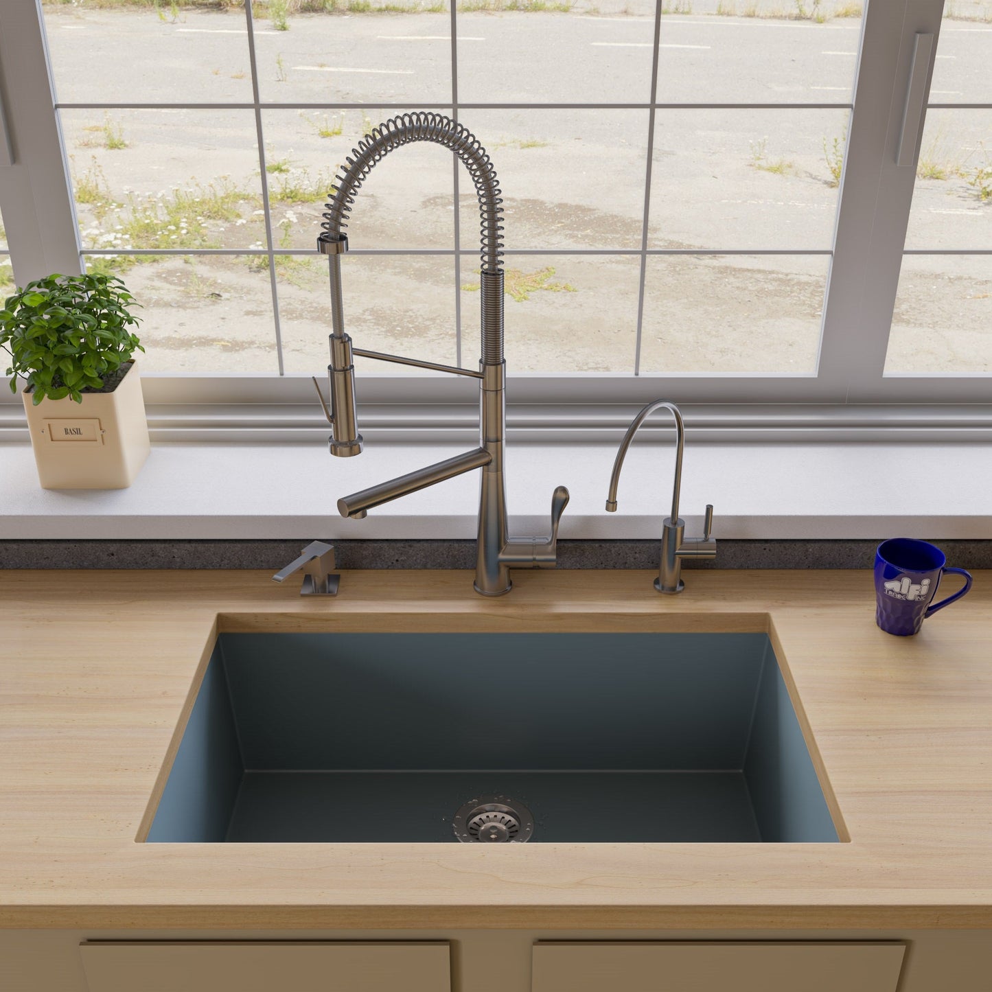ALFI brand AB3322UM 33" Single Bowl Undermount Granite Composite Kitchen Sink