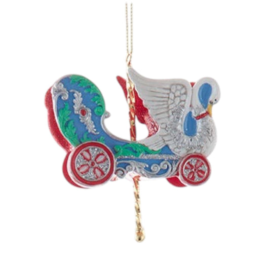 Elegant Swan Carousel Chariot Ornament