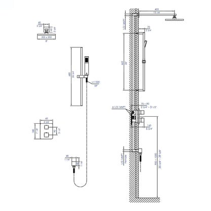 ALFI brand AB2830 2 Way Thermostatic Square Shower Set