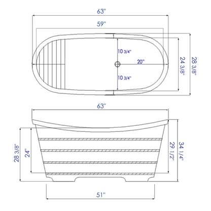 ALFI brand  AB1105 63" Free Standing Cedar Wooden Bathtub