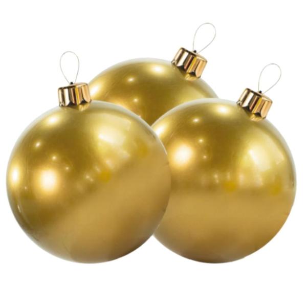 Holiball Inflatable Ornament - 8" - Mini Vintage Gold Trio