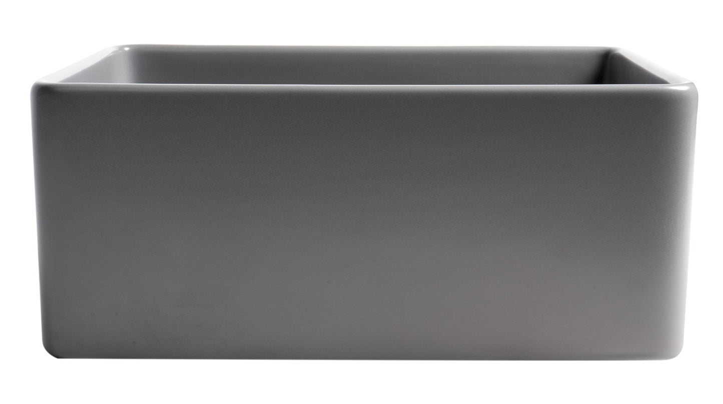 ALFI brand ABF2418 Smooth Apron 24" x 18" Single Bowl Fireclay Farm Sink