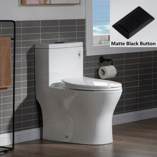WOODBRIDGE Modern One Piece Dual Flush 1.28 GP Toilet,with Soft Closing Seat