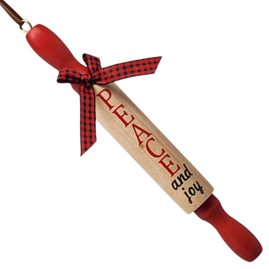Wood Rolling Pin Ornament - Peace and Joy