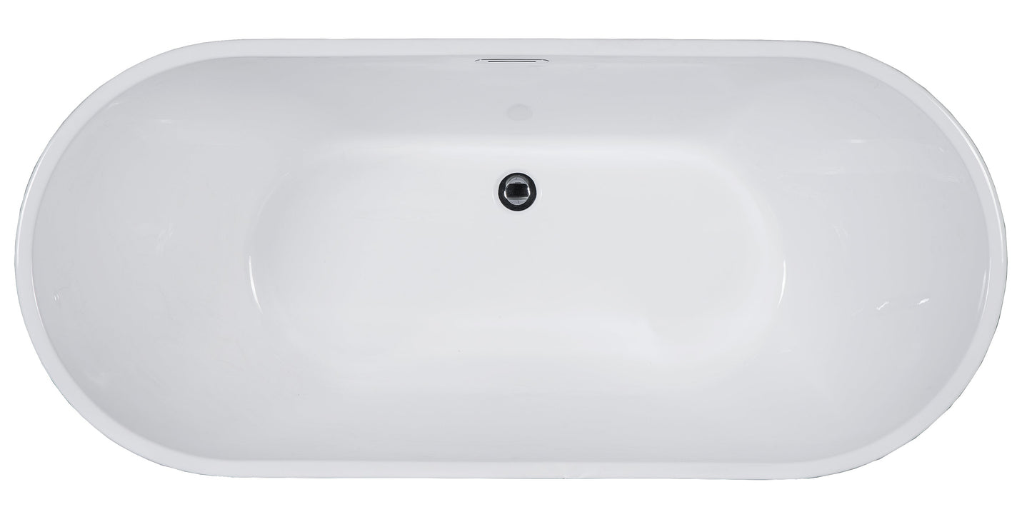 ALFI brand  AB8838 59 inch White Oval Acrylic Free Standing Soaking Bathtub