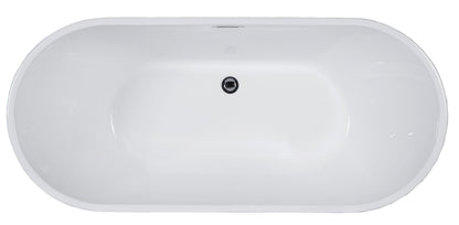 ALFI brand  AB8838 59 inch White Oval Acrylic Free Standing Soaking Bathtub