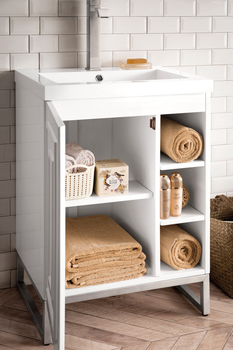 Alicante 24" Single Vanity with White Glossy Composite Stone Top