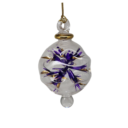 Blown Glass Pierced Starburst Ornament - Purple
