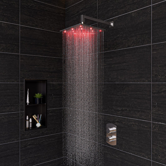 ALFI brand ABNP1224 12" x 24" Stainless Steel Vertical Double Shelf Shower Niche