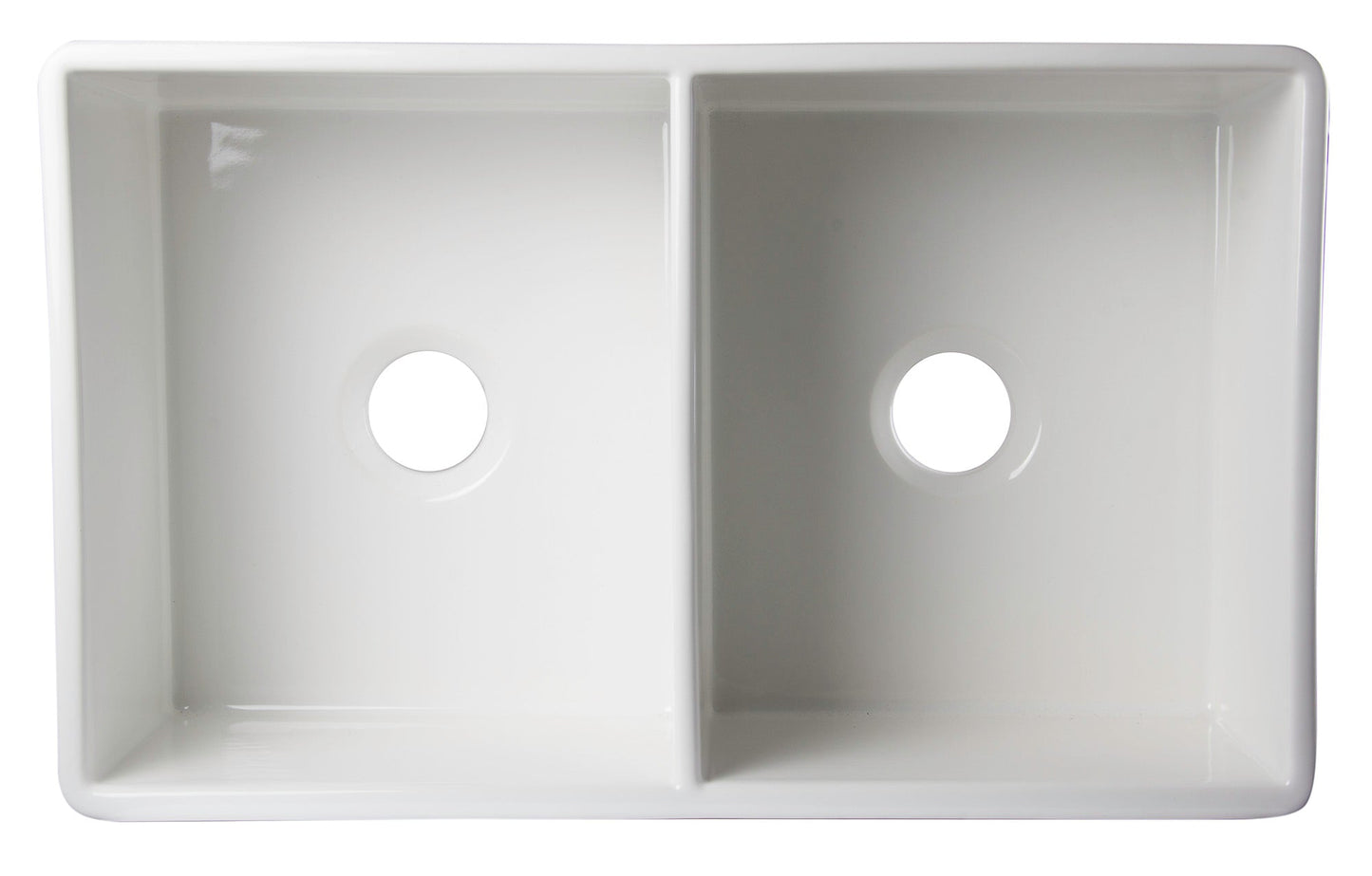ALFI brand AB539 AB539-W White 32" Decorative Lip Apron Double Bowl Fireclay Farmhouse Kitchen Sink