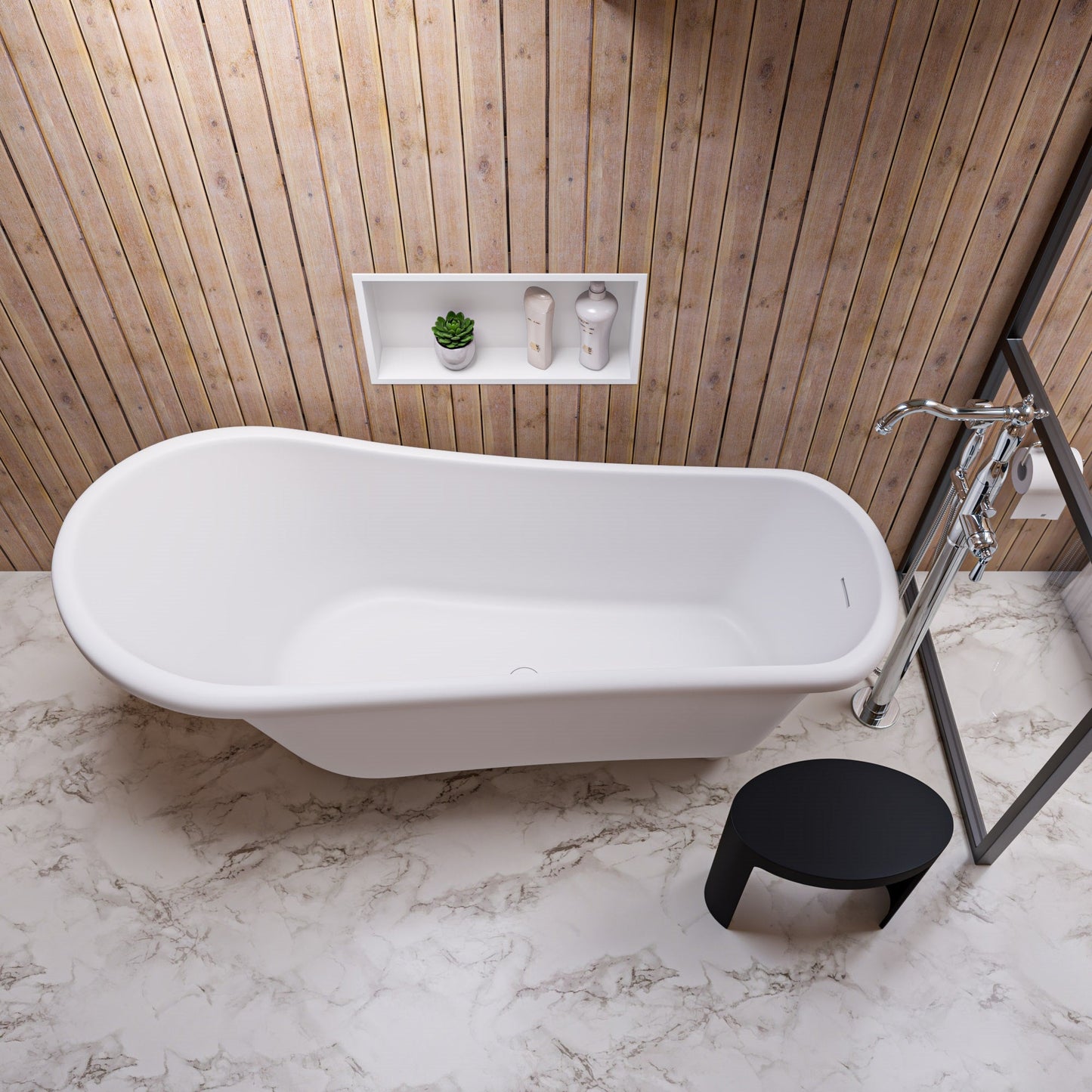 ALFI brand  AB9960 67" White Matte Clawfoot Solid Surface Resin Bathtub