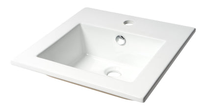 ALFI brand  ABC801 White 17" Square Drop In Ceramic Sink with Faucet Hole
