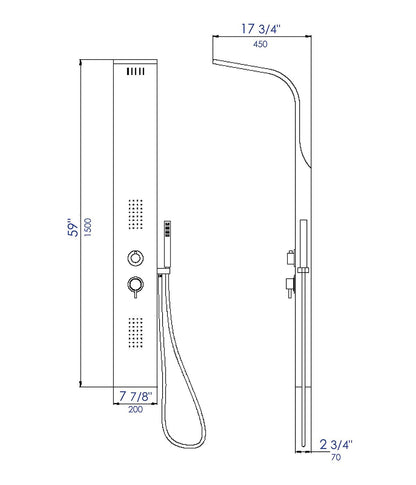 ALFI brand  ABSP20 Modern Stainless Steel Shower Panel with 2 Body Sprays